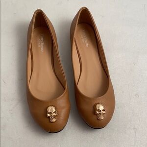 Henry Ferrera Crazy Skull Head flats shoes tan 9